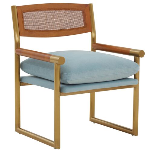 Casey Rattan Velvet Accent Chair