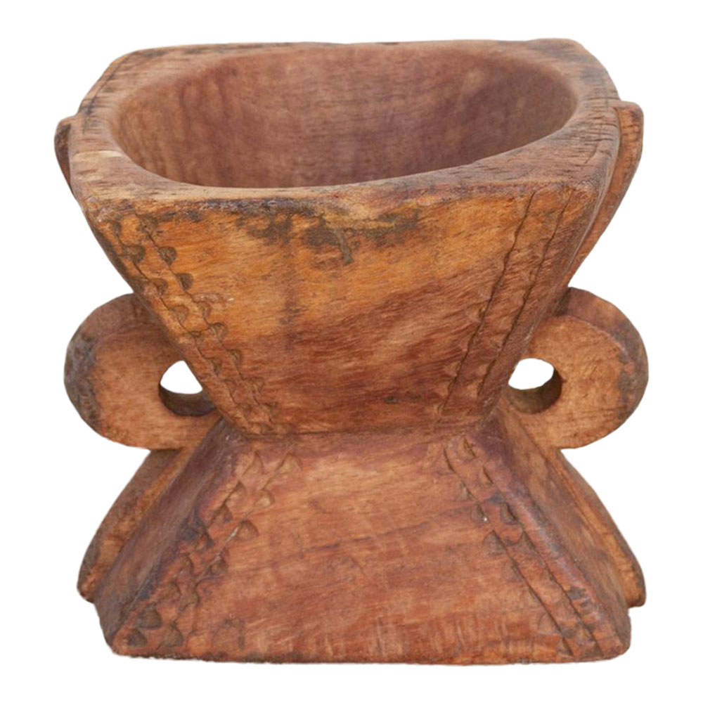 Carved Bijani Wooden Candleholder-Ratan~P77667149