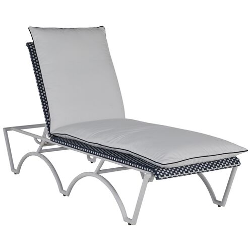 Savoy Outdoor Chaise Lounge, Navy/White~P77619733