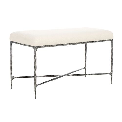 Livrette Boucle And Metal Bench, Ivory Livrette Boucle And Metal Bench, Ivory