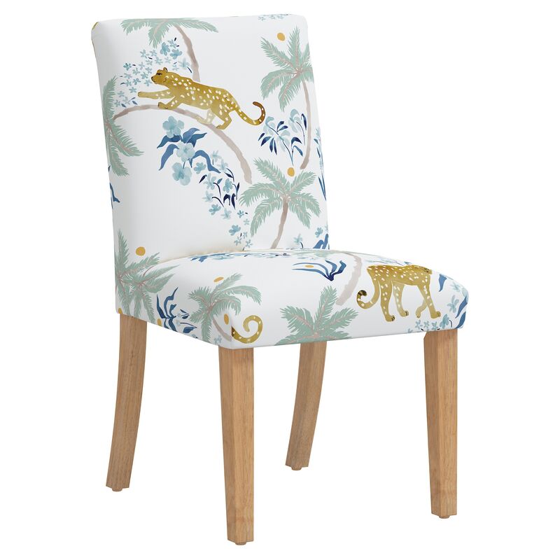 Shannon Side Chair, Palm Leopard, Dusty Blue