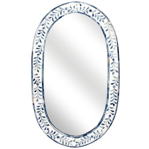 Imani Bone Inlay Wall Mirror, Blue/White