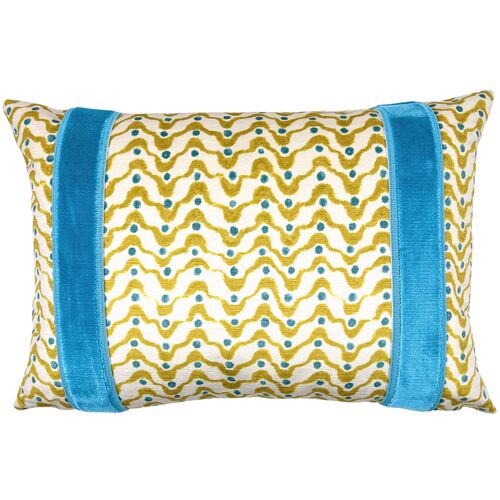 Jules 14x20 Wavy Striped Velvet Lumbar Pillow