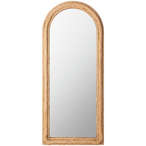 Ruby Jute Braided Arched Floor Mirror, Natural Ruby Jute Braided Arched Floor Mirror, Natural