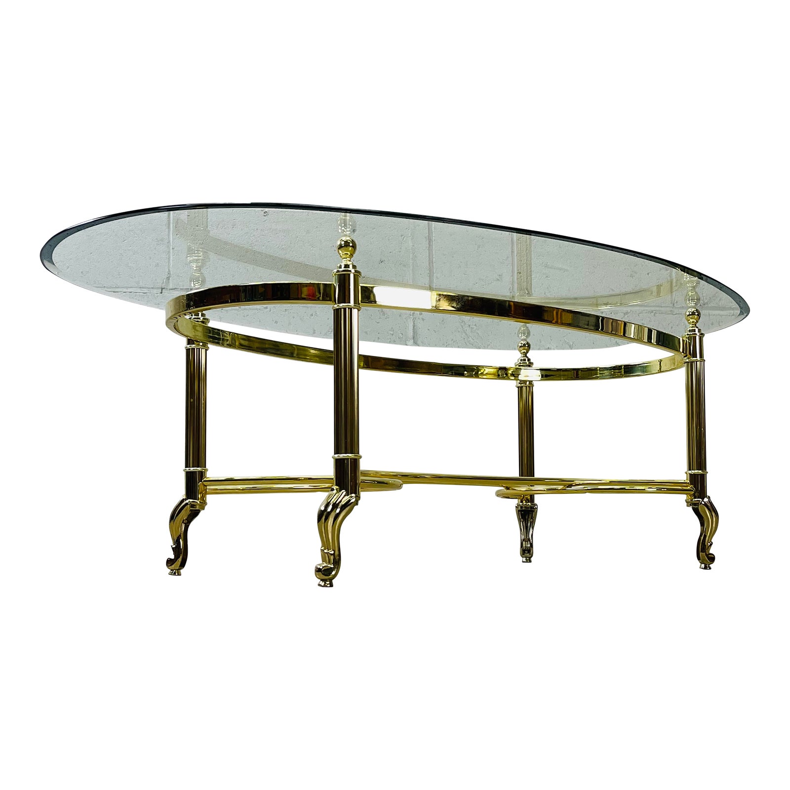 1960s Oval Glass Top Coffee Table~P77645952