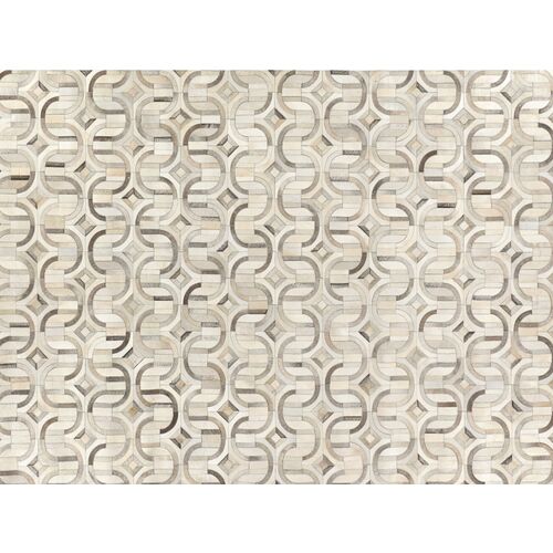 Natural Hide Cowhide hand-tufted Rug, Silver/Pearl~P77650144