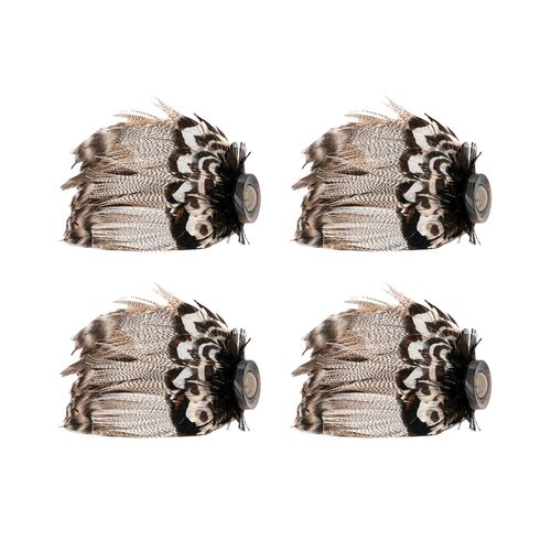 S/4 Feather Napkin Rings, Espresso