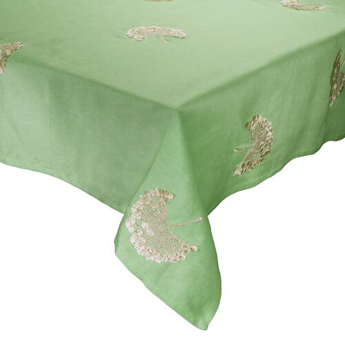 Palm Fringe Tablecloth, Green & Natural