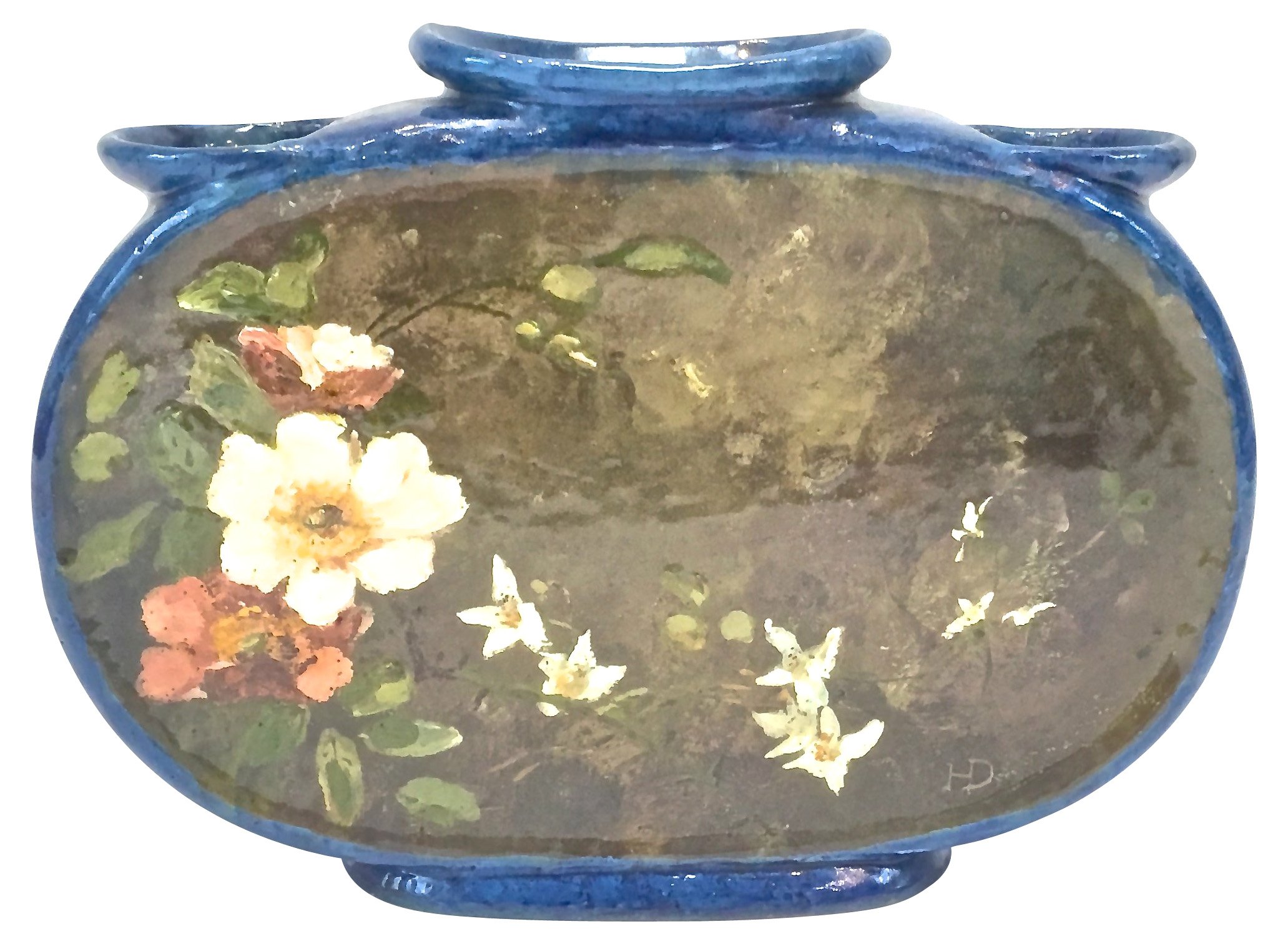 French Hand-Painted Floral Majolica Urn~P77462984