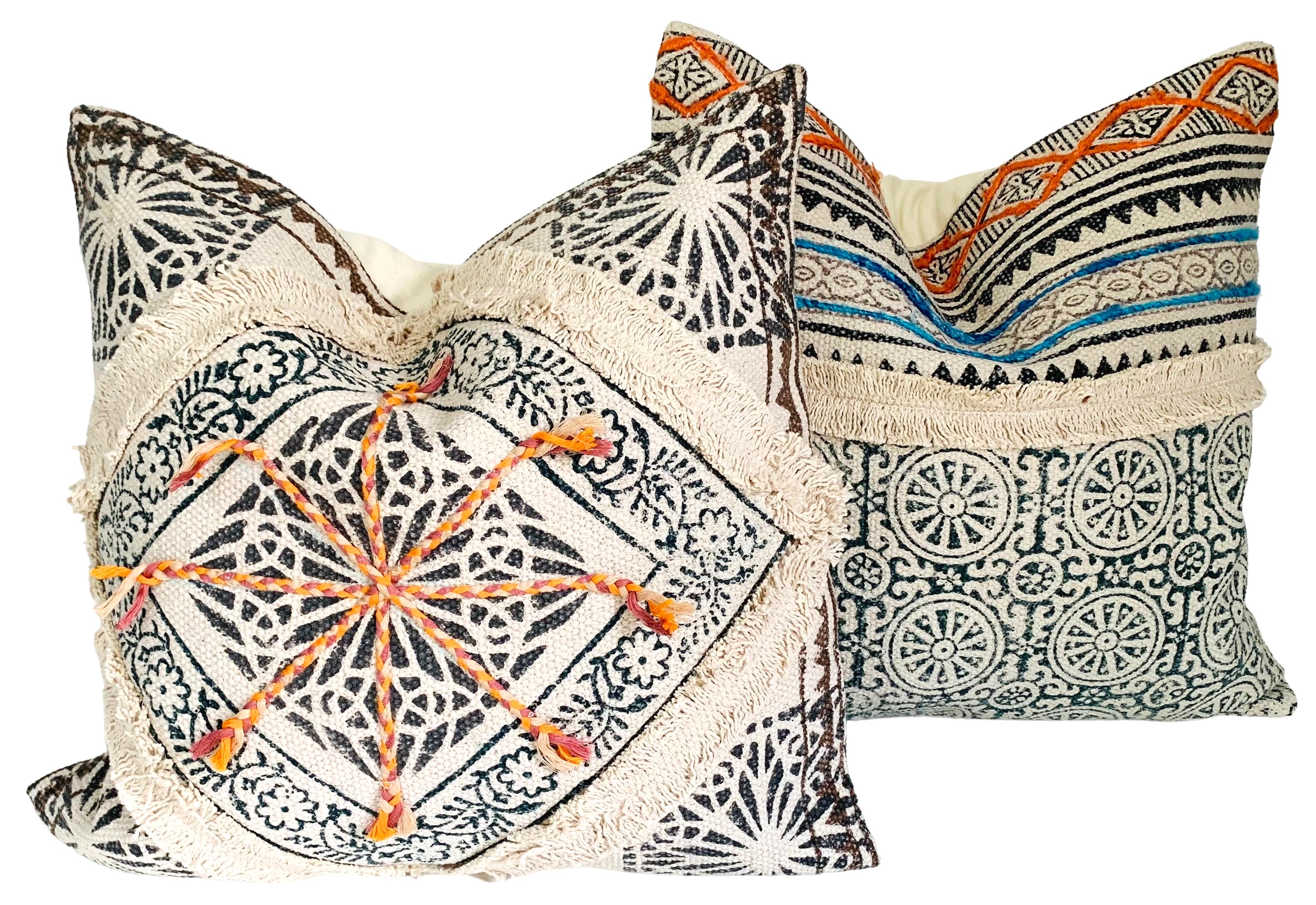Indian Hand-Printed Pillows, Pair~P77661289