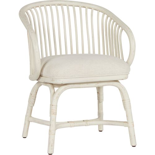 Coastal Living Dana Rattan Crypton Dining Chair, White/Snow~P77633907