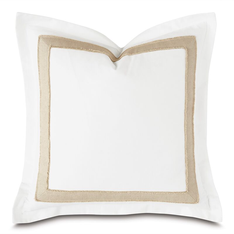 Woven Trim Pillow, White