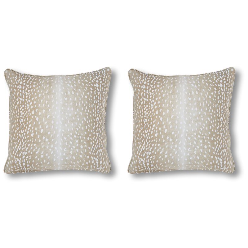 Doeskin 20x20 Pillow Set, Tan/White
