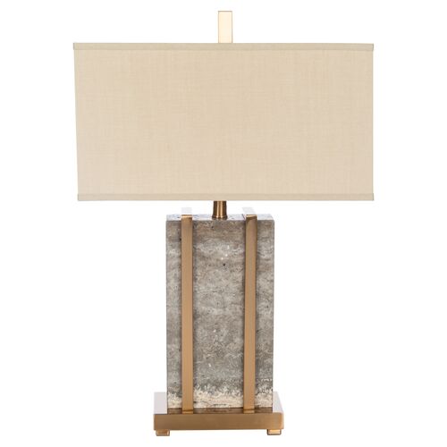 Esplanada Stone Table Lamp, Gray/Gold~P77423457