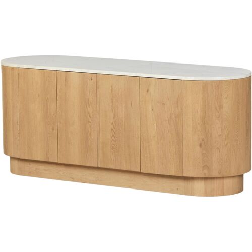 Lola Sideboard, Light Blonde Oak/White Marble