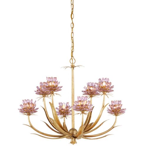 Marilee Crystal Chandelier, Pink/Dutch Gold Leaf