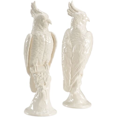 S/2 Ceramic Cockatoo Figurines, White