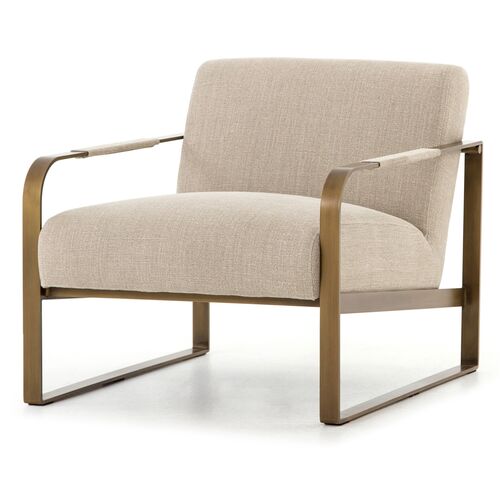 Sienna Brass Chair, Stonewash Linen~P77600062