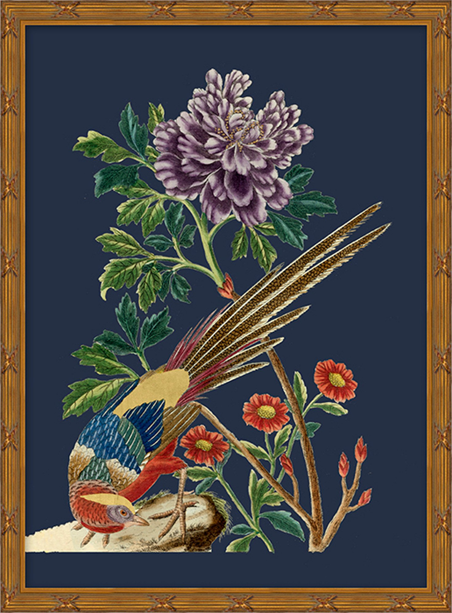 絵画 Chinoiserie Amazon.com: Wall Art Canvas 8x12in,Chinoiserie Blue And