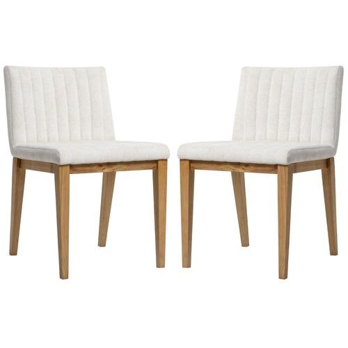 S/2 Nylae Upholstered Dining Chairs, White