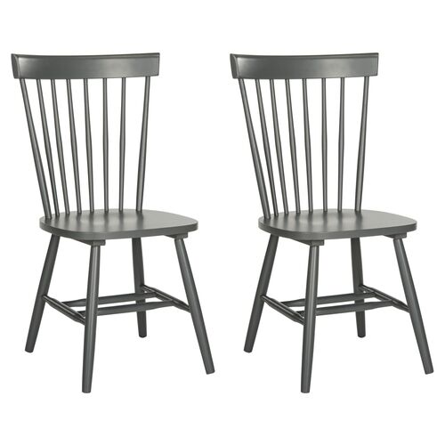 S/2 Abigail Side Chairs, Charcoal~P45333217