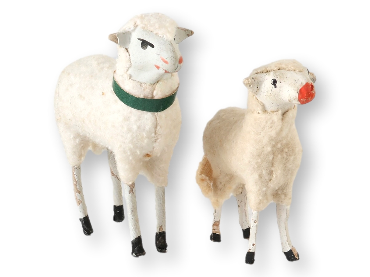 1940s German Wool Sheep, Pair~P77716552