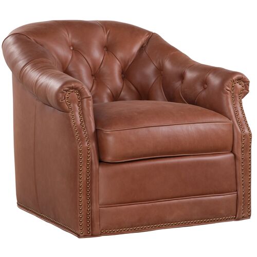 Thorndale Tufted Leather Swivel Chair