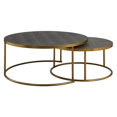 S/2 Emiliano Nesting Coffee Tables, Brass/Gray S/2 Emiliano Nesting Coffee Tables, Brass/Gray