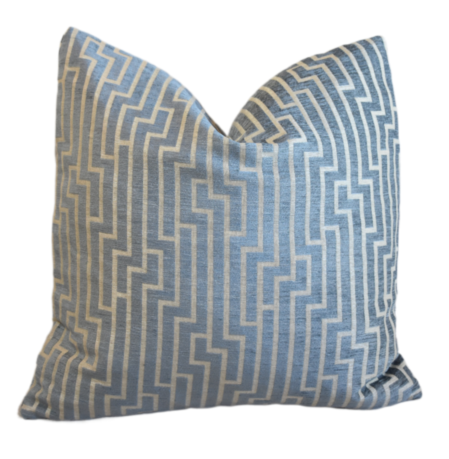 Designer Blue Chevron Velvet Pillow Designer Blue Chevron Velvet Pillow~P77755014