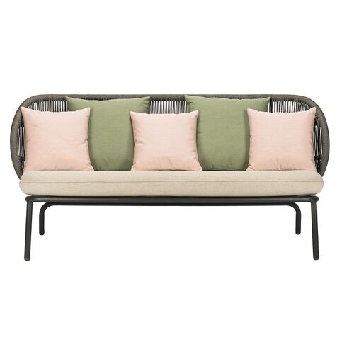 Kodo Outdoor Lounge Sofa, Gray/Almond with Olive/Blush Pillows~P77641646