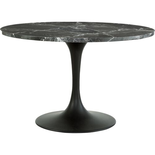 Fairfax 48" Round Marble Dining Table, Black~P77656910