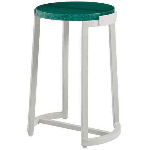 Seabrook Accent Table, White/Aquamarine