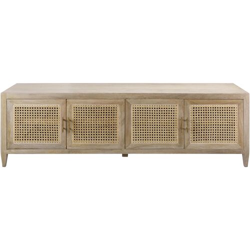 Yule 4-Door Rattan Media Cabinet, Natural