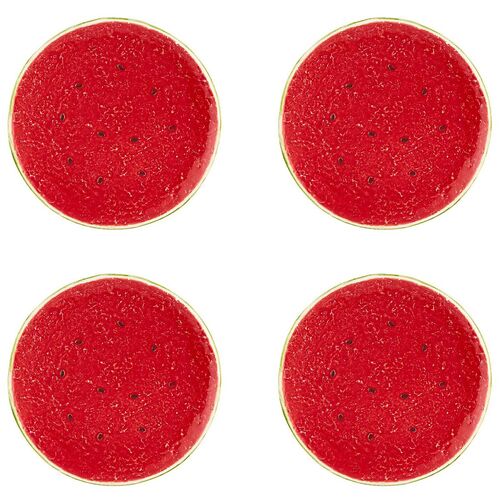 S/4 Watermelon Dinner Plates, Red