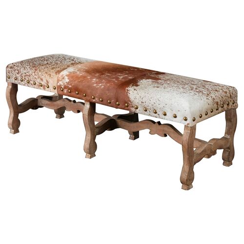Penny Nailhead Bench, Cowhide~P76908619