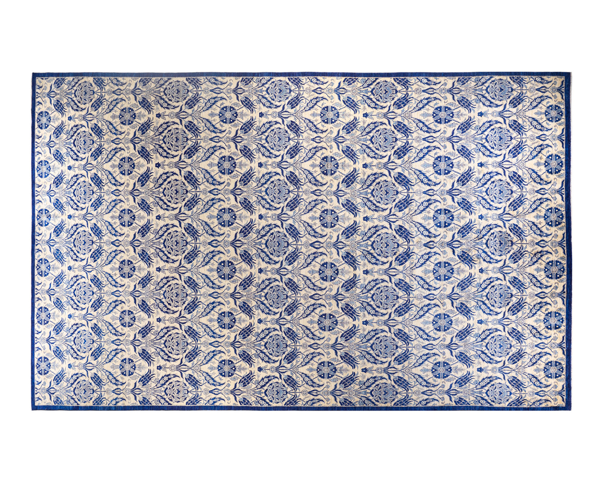 One-of-a-Kind Suzani Hand-Knotted Blue Rug, 11'10" x 20'9"