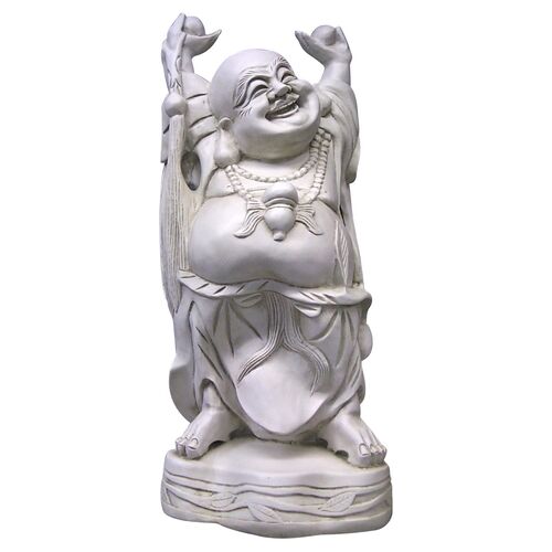 27" Standing Jolly Hotei, Antiqued Stone~P76613815