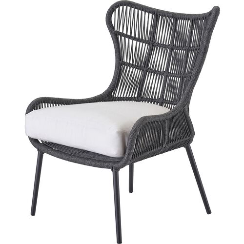 Coastal Living Warren Outdoor Lounge Chair, Charcoal/White