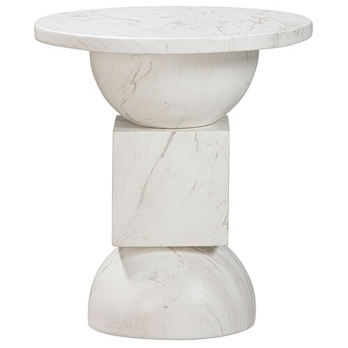 Luna Indoor/Outdoor Side Table, White Marble