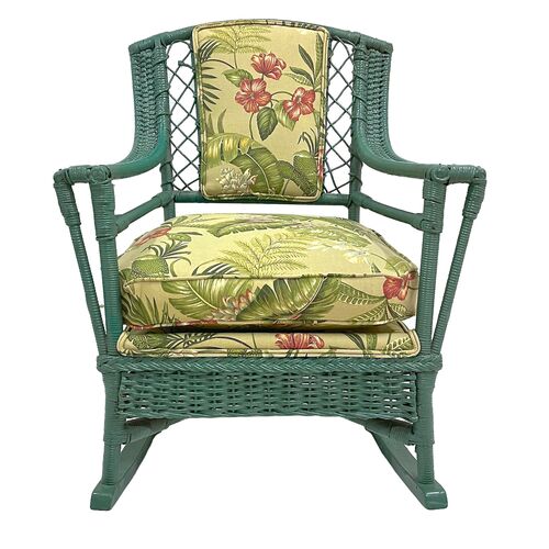 Green Painted Wicker Rocking Chair~P77625012