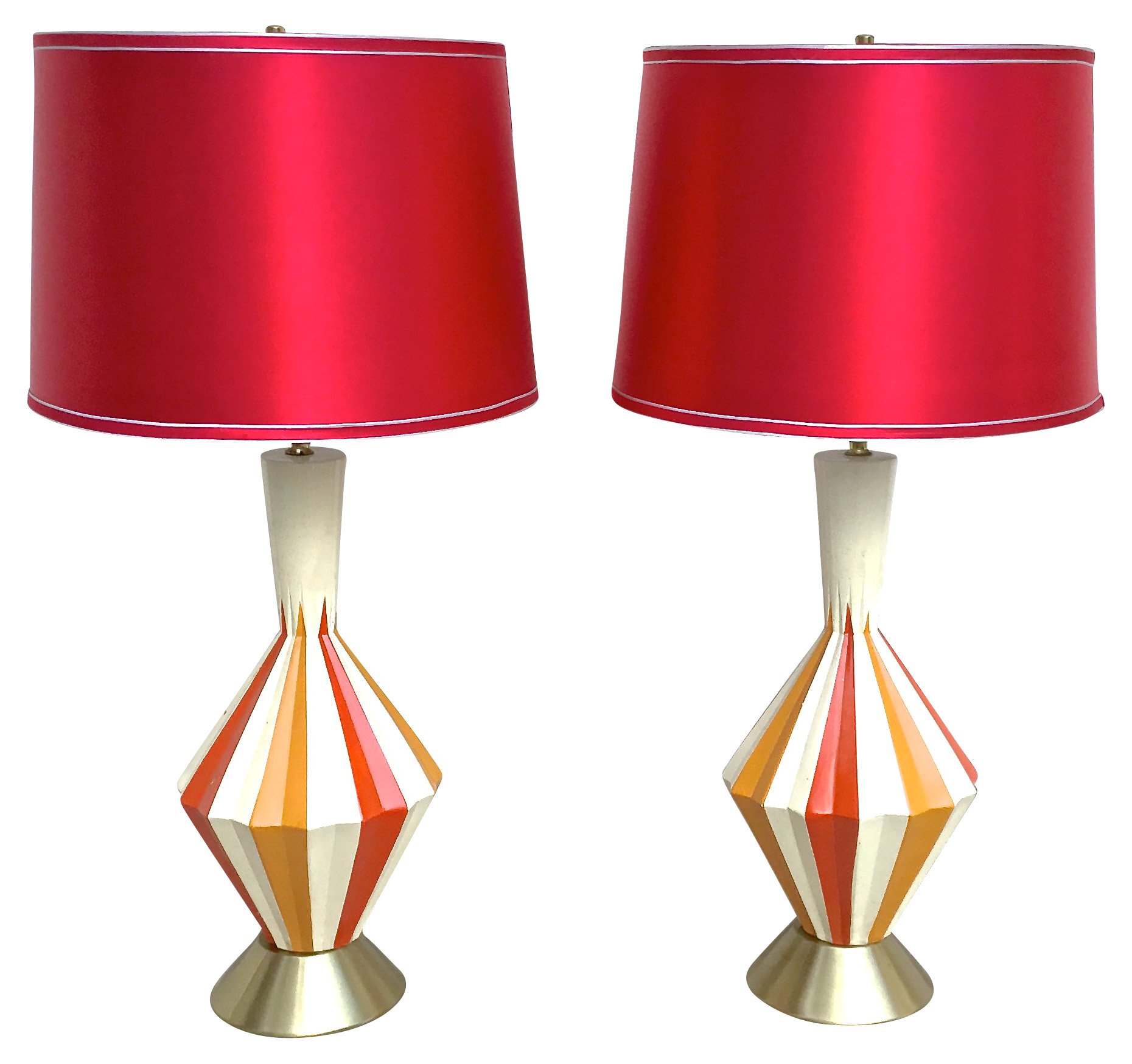 Midcentury Atomic Color Fluted Lamps, Pr~P77530621