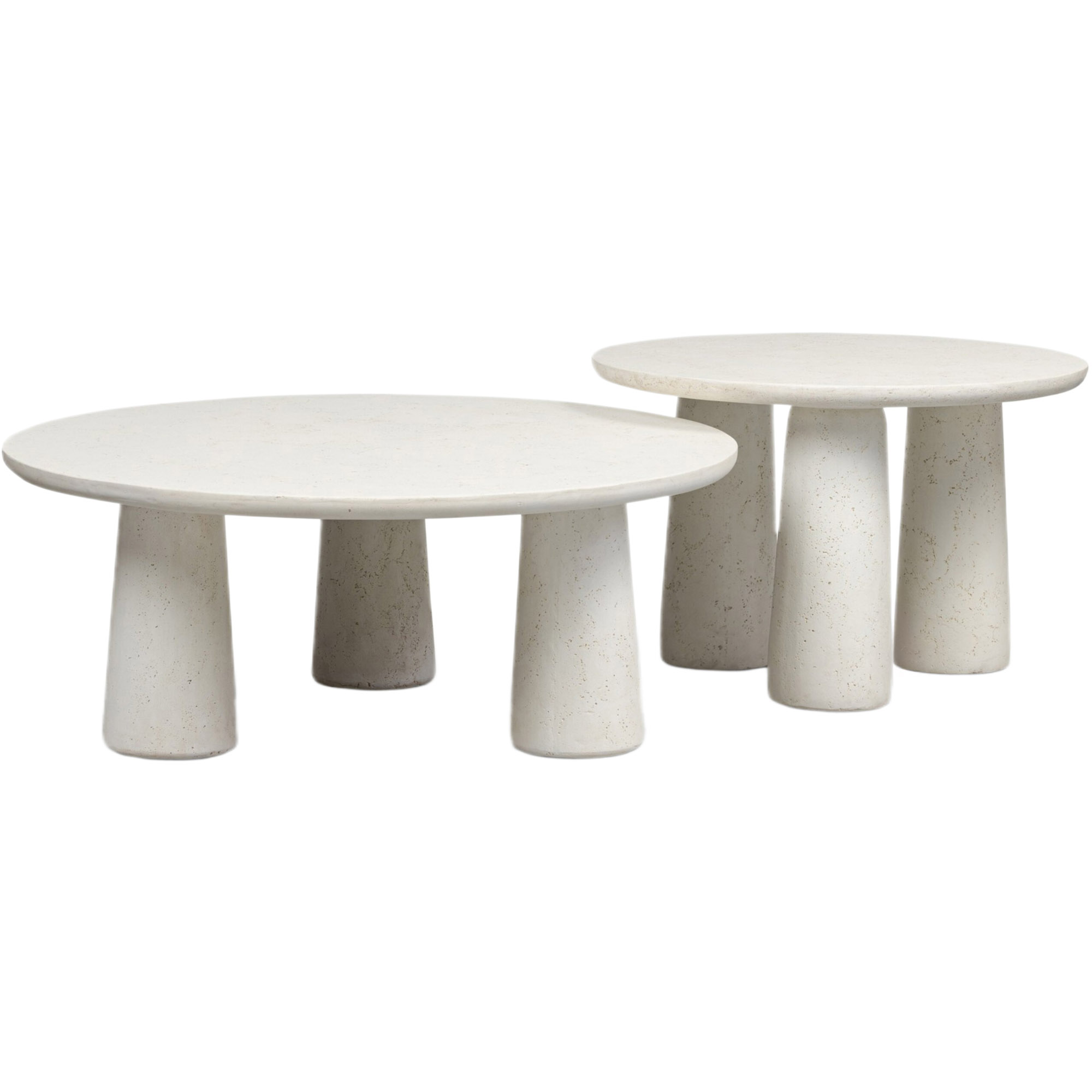 Ravienne Outdoor Nesting Coffee Tables, Aged White Concrete