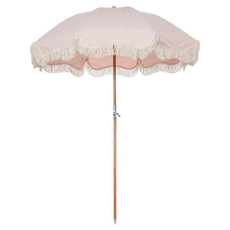 Premium Beach Umbrella, Pink/White Stripe