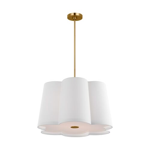 Bronte Transitional Dimmable Hanging Shade, Burnished Brass Gold/White Linen Bronte Transitional Dimmable Hanging Shade, Burnished Brass Gold/White Linen