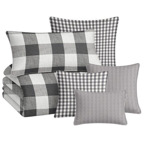 Draven Reversable Buffalo/Check 8-Piece Coverlet Set Draven Reversable Buffalo/Check 8-Piece Coverlet Set