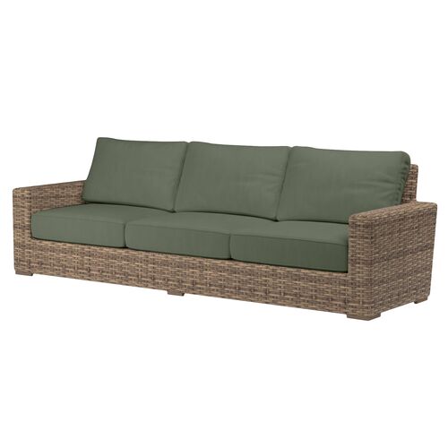 Naevia Outdoor Aluminum/Resin Wicker 3-Seat Sofa