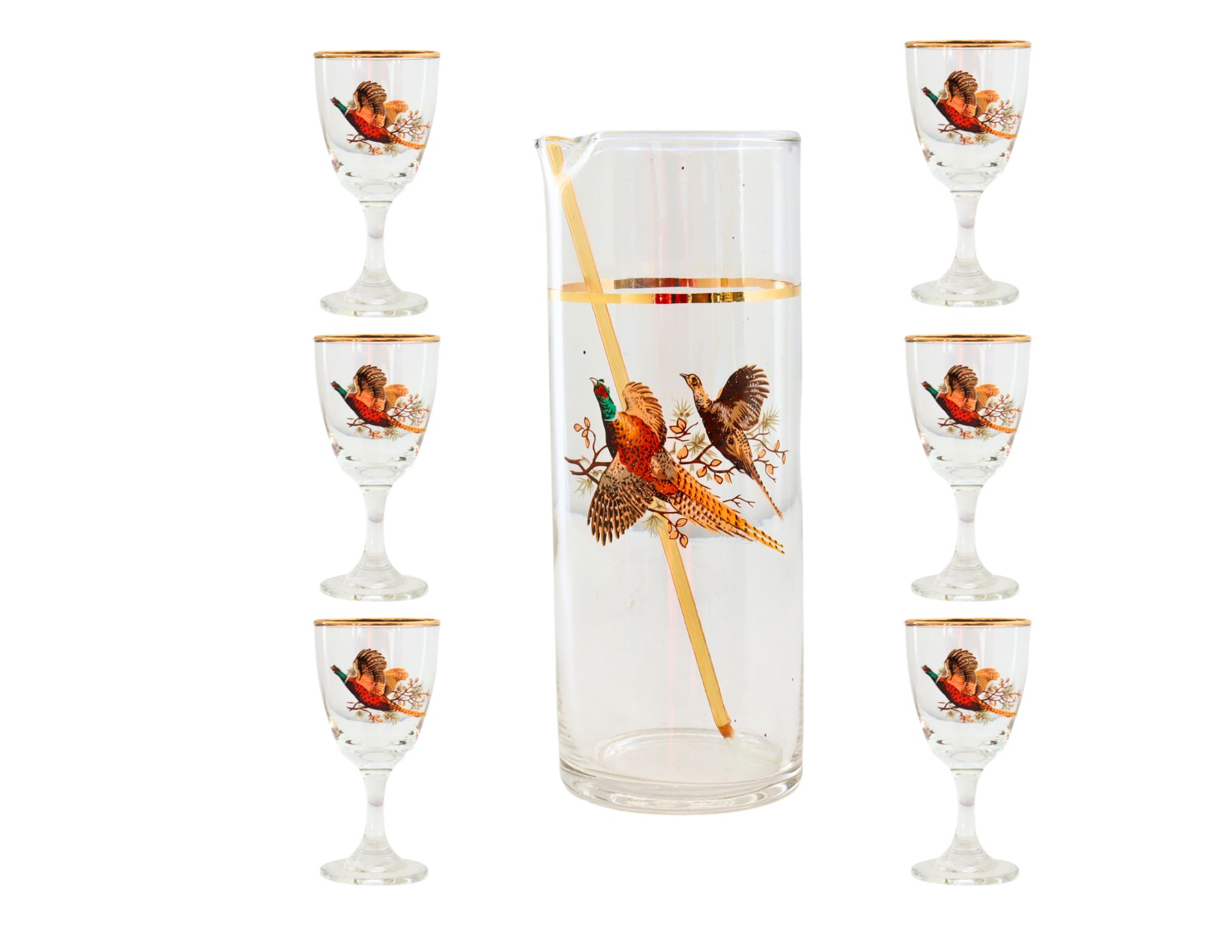 Midcentury English Pheasant Cocktail Set~P77689756