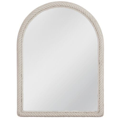 Koa Arched Rope Wall Mirror, White Koa Arched Rope Wall Mirror, White