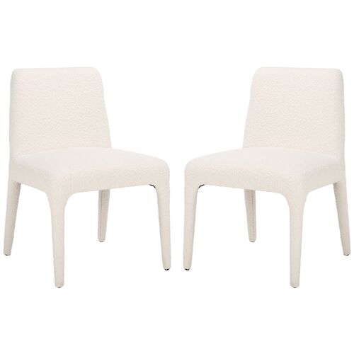 S/2 Ryker Boucle Dining Chairs, Ivory