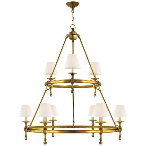 Classic Two-Tier Ring Chandelier, Antiqued Brass~P77113736